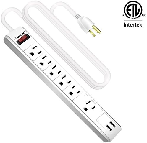 Power Strip Surge Protector, Kasonic 6-Outlet with Dual 2.1A USB Charing Ports, 6-foot long cord, a charging station for Home Office (1 Pack)