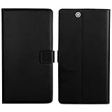 Sony Xperia Z Ultra XL39h Case, iCoverCase Genuine Leather [Card Slot] Wallet Cover Flip Phone Shell [Magnetic Closure] Kickstand Case for Sony Xperia Z Ultra XL39h C6802 C6806 C6833 (Black)