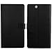 Sony Xperia Z Ultra XL39h Case, iCoverCase Genuine Leather [Card Slot] Wallet Cover Flip Phone Shell [Magnetic Closure] Kickstand Case for Sony Xperia Z Ultra XL39h C6802 C6806 C6833 (Black)