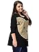 Allegra K Ladies Plus Size Cat Head Prints Batwing Sleeves Autumn Tee Shirt Black 2X