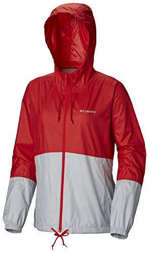 Columbia Women's Plus Size Flash Forward Windbreaker, Cherrybomb/Cirrus Grey 1X