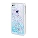 iPhone 4s Case, iPhone 4 Case, iPhone 4s Glitter Case, Fashion Creative Design Flowing Glitter Floating Luxury Bling Glitter Sparkle Love Heart Hard Case for iPhone 4S / 4,Love:Blue