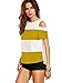 MakeMeChic Women's Casual Cold Shoulder T-Shirt Tops Color Block Tunic Blouse Yellow S