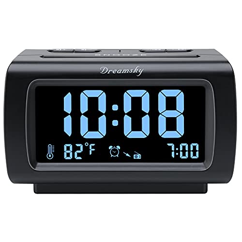 DreamSky Alarm Clock Radio for Bedrooms with Battery Backup