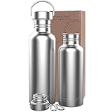 Stainless Steel Water Bottle, Non-insulated BPA Free Leak-proof Single Walled Sports Bottle Jug for Cyclists, Runners, Hikers, Beach Goers, Picnics, Camping 34OZ 26OZ 17OZ