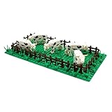 Country Farm Cow Pasture with Animals, Fence, Base Plate and Grass Stems