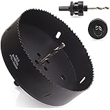 Eliseo 6 inch 150 mm Hole Saw Blade for Cornhole Boards / Corn Hole Drilling Cutter &amp; Hex Shank Drill Bit Adapter for Cornhole Game / Carbon Steel &amp; BI-Metal Heavy Duty Steel(Black)