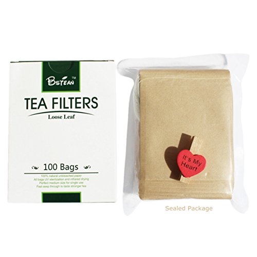 BSTEAN Tea Filter Bags Disposable Tea Infuser Drawstring Loose Leaf Tea with 100% Natural Unbleached Paper and Free Clip (100 PCS) - Thumbnail 5