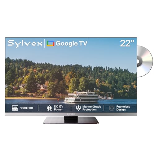 SYLVOX Smart Camping Travel TV 22 Inch TV 12V with Android 11 Built-in DVD Player Triple Tuner Bluetooth for Motorhome Truck Caravan HGVS Boats