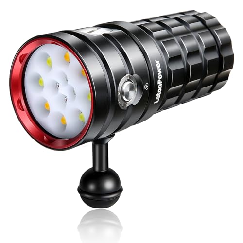 LetonPower Turbo S Pro Diving Lamp 13000 Lumens - Professional Underwater Video Light, with CRI 95, 3000K-6500K, Waterproof 120m, USB-C Charging for Water Sports and Professional Diving