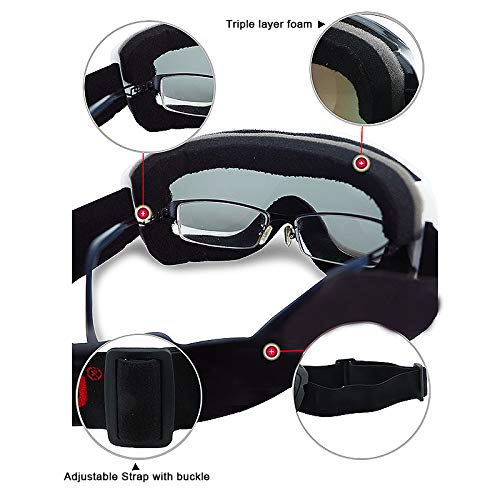 VAPELOPEK Ski Goggles OTG UV Protection Over Glasses Ski Snowboard Goggles for Men, Women&Youth (White Frame Green Lens)