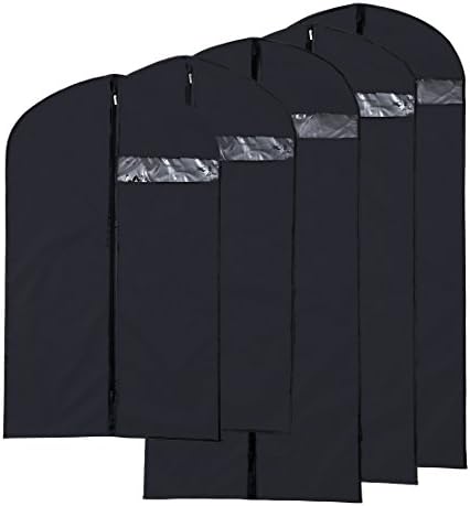 Naerde Pack of 5 Nylon Oxford Black Suit Dress Garment Clothes Cover Clothes Bags with Long Zip and Top Hole for Hanger Hook 3 of 10060CM Suit Cover and 2 of 12860Cm Garment Bag