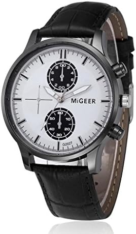 Men's Watch, IKevan MIGEER Men Business Watch Artificial Leather Band Analog Alloy Quartz Wrist Watch (Black)