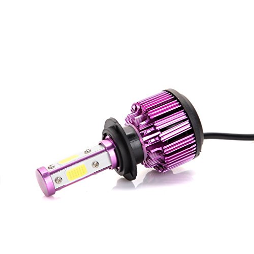 H7 LED Headlight Bulbs 20000LM 200W 6000K Cool White Low Beam / High Beam Conversion Kit 360 Degree 4 Side COB Chips Super Bright Auto Headlamps -2 Yr Warranty