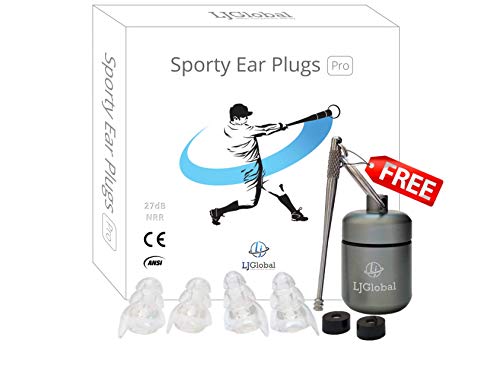 Sporty Ear Plugs Pro | Highest 27dB NRR | A Professional High Fidelity Reusable Noise Reduction Earplugs for Sports, Motorcycles, Concerts, Musicians and More
