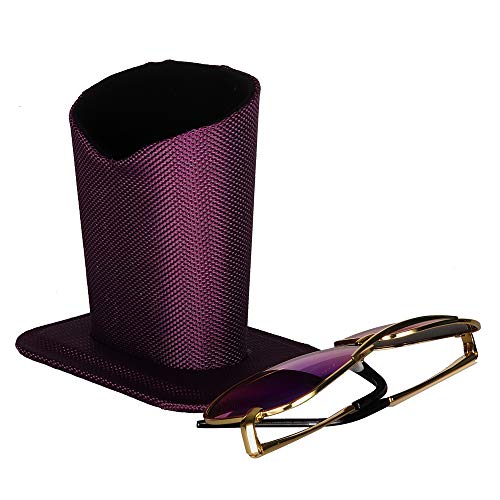 Molshine Desktop Upright Eyeglasses Spectacles Glasses Holder Stand Case-Soft Plush Lining (Wine red) - Thumbnail 2