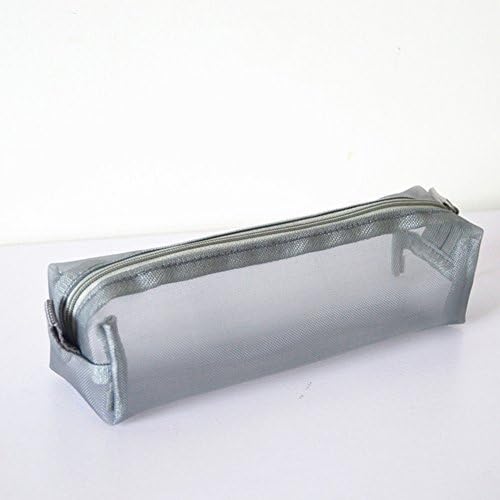 Kcopo, transparent pencil case, mesh pen pouch, nylon pen case, simple pencil case, perspective simplicity, suitable for students or ladies, in grey