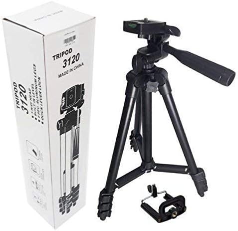 MobSpy 3120 Portable and Foldable Camera - Tripod with Mobile Clip Holder Bracket, Stand with 3-Dimensional Headand Quick Release Plate for Canon Nikon Sony Cameras Camcorders 150 gm (Black)