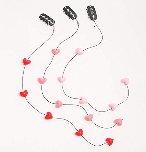 3 PCS Resin Love Shape Long Hair Decorative Headdress Hair Clip Hair Extensions with Comb Invisible Streamline Hairpin Hair Accessories