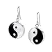 AeraVida Yin and Yang Life Balance .925 Sterling Silver Dangle Earrings | Yin Yang Dangle Earrings | Black Stone Dangle Earrings for Women | Pure Silver Earrings