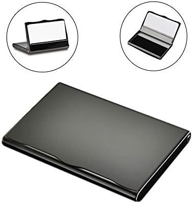 Business Card Holder, Hamosky Titanium &amp; Stainless Steel Business Card Case Holders for Women and Men,Unisex Metal Business Name Cards Holder/Organizer Matte Black