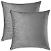 Mixhug Set of 2 Cozy Velvet Rectangle Decorative Throw Pillow Covers for Couch and Bed, Grey, 12 x 20 Inches