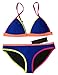 MUXILOVE Women Neoprene Bikini In Bright Color Neon Binding Swimsuit Swimwear