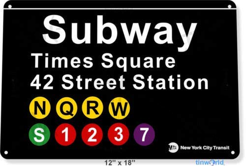 Metal tin sign 8x12 inches TIN Sign Subway Times Square Street Metal New York Garage