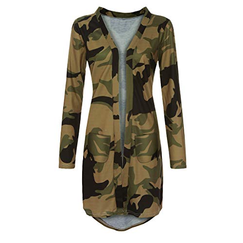 Bravetoshop Women's Camouflage Kimono Cardigan Casual Open Front Long Sleeve Coat Parka Outerwear