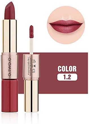 ❤️ Sunbona ❤️ Clearance Sale O.TWO.O Lipstick 12 Colors Women 2 in 1 Velvet Matte Lipstick Lip Gloss Double-End Makeup