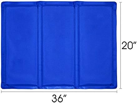 Free Paws Pet Cooling Mat, Self Cooling Pad, S/M/L Available Pressure Activated Comfort Cooler Non-Toxic Gel Mat for Dogs and Cats w/Pet Muzzle (20" x 36", Blue)