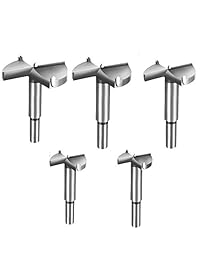 srol-5 pcs Forstner brocas de acero de tungsteno de madera sierra de agujero de trabajo con vástago redondo para madera plástico perforación 1.37 inch 1.57inch 1.77inch 1.96inch 2.36inch
