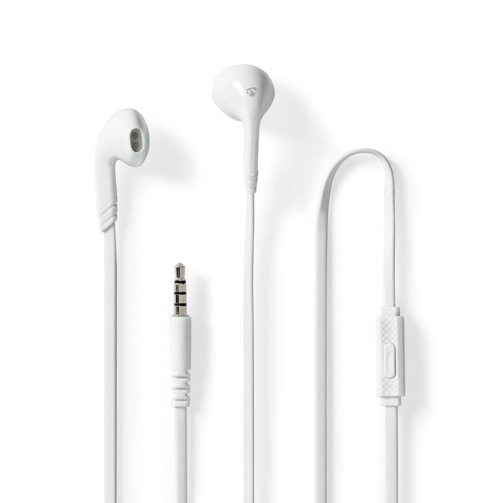 NEDIS Wired In-Ear Headphones, 13mm Drivers for Enhanced Sound Balance & Clear Audio Quality, Built-In Microphone for Hands-Free Calling, 1.2m Flat Cable with 3.5mm Plug