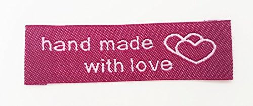 10 Pack of Woven Handmade Labels Handmade with Love Labels for Custom (Fuschia)