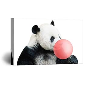 Canvas Wall Art Cute Animals Playing Bubblegum Painting Artwork for Home Prints Framed - 12x18 inches