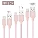 Charger Cable for iPhone, Quntis 3 Pack 3ft 6ft 10ft Nylon Braided 8 Pin Lightning Wire USB Data Cord Charging Cables Sync and Safe Charge for iPhone 7 7 Plus 6 Plus 5s SE iPad (Rose Gold/Pink)