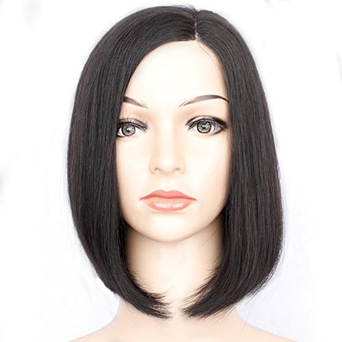Colorful Bird Short Straight Bob Wigs Human Hair Brazilian Glueless Bob Wigs Left Side Part 12 inches Black Straight Wigs