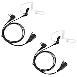 Lot 2 x Coodio Surveillance Earpiece Headset Bodyguard FBI [Covert Acoustic Tube] Mic Microphone For 2 Pin Motorola, Hytera 2 Way Radio Walkie Talkie