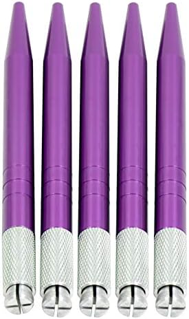5PCS Manual Tattoo Microblading Pen, Manual Microblade Needle Holder, Tattoo Machine Eyebrow Microblading Pens for Permanent Makeup Tattoo Supplies - Purple