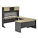 Ameriwood Home Pursuit U-Shaped Desk with Hutch Bundle, Natural