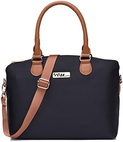 NNEE Water Resistance Nylon Top Handle Satchel Handbag with Multiple Pocket Design