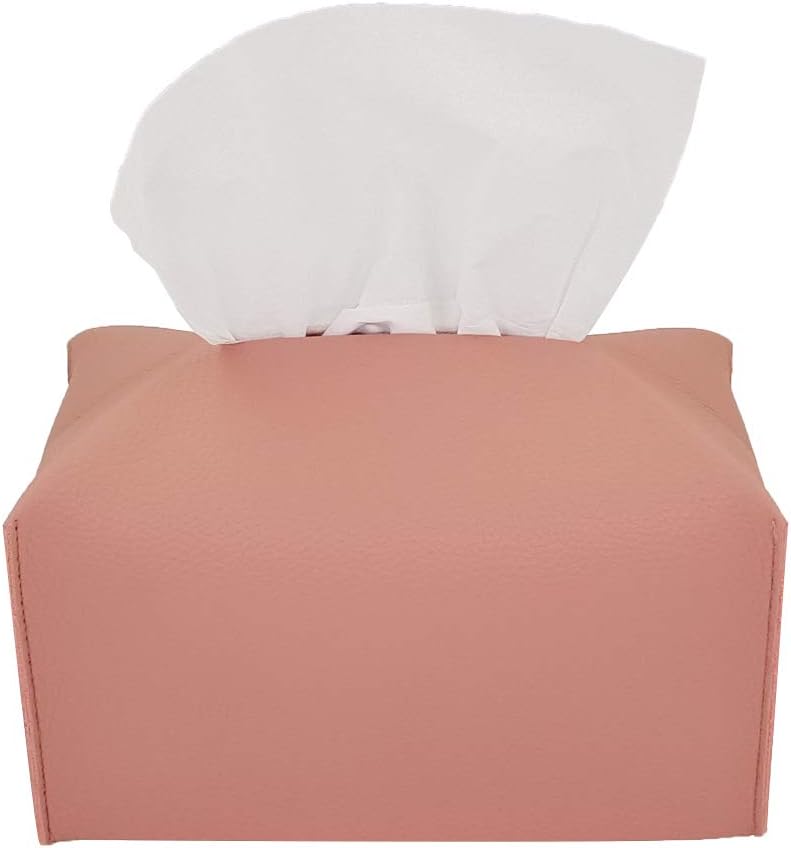 CLAIRLA - Premium Tissue Box Leather Covers, Square Tissue Dispenser Box Cover for Toilet Box Holder, Rectangular Paper dispensor Covers for car (Rose Pink)