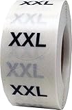 Clear Round Clothing Size Stickers That Say XXL (Extra Extra Large) | Adhesive Labels for Apparel Retail - 500 Total | 0.75 Inches in Diameter - Clear Size Dots With Black Print - Apparel Safe Adhesive | Acid Free | Eco-Friendly Print - 500 Total Size Labels