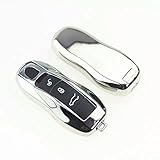 ALL ABOUT PRODUCT Remote Key Cases Shell Car Key Case Plastic Cover Case Cover for Porsche Cayenne Protectors Key Shell Case (Chrome Silver)