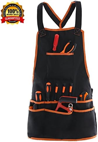 Work Apron tool apron with 16 Tool Pockets tool belt, Adjustable szie(XS-XXL) vest Tool Apron Up ,for mans work apron and women work apron with waterproof apron and Canvas apron by JJYGCGJ