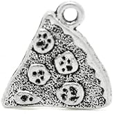 PEPPERLONELY 6pc Antiqued Silver Alloy Pizza Charms Pendants 20x19mm