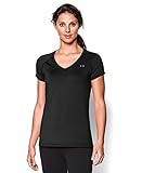 Under Armour Women's HeatGear Armour Short Sleeve, Black/Metallic Silver, X-Large
