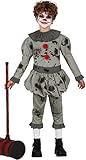 Boys Bad Horror Clown Scary Creepy Halloween Film Fancy Dress Costume Outfit 3-12 Years (5-6 Years)
