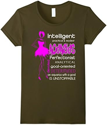 Womens Intelligent Practical Modest Aquarius Zodiac Tshirt Medium Olive
