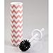 InterDesign Una Slim Toilet Bowl Brush and Holder - Bathroom Cleaning Storage, Coral/White Chevron